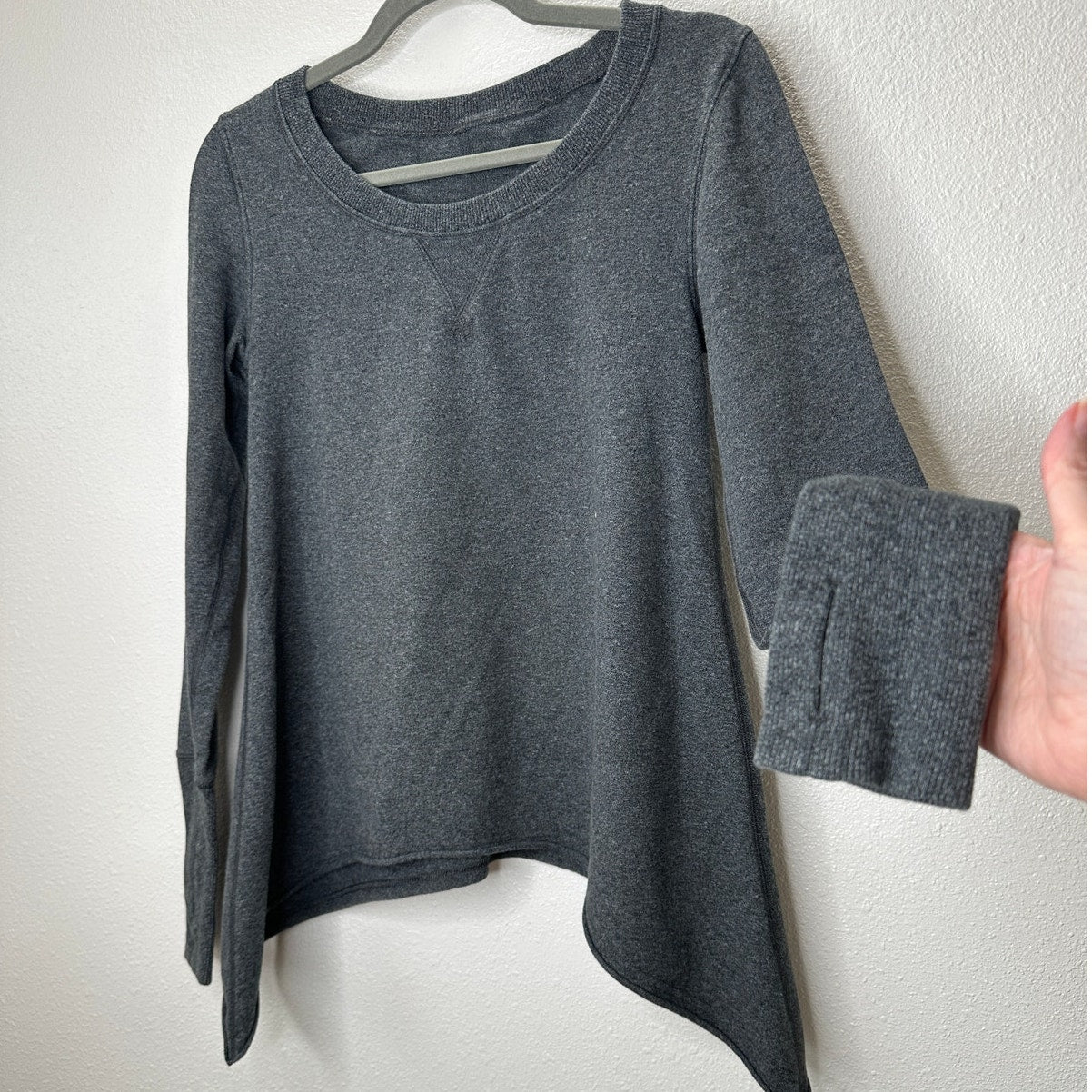 Lululemon Athletic Gray Tea Lounge Pullover Sweater Asymmetrical Hem 6