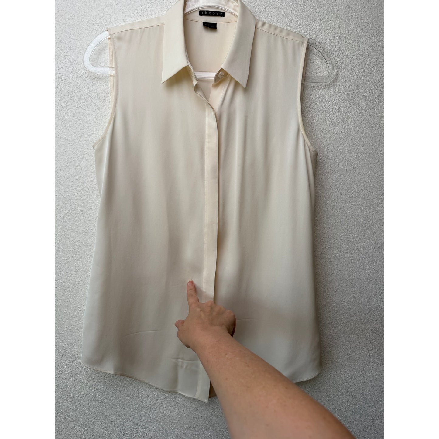 Theory Tanelis Cream Silk Camp Collar Blouse US S