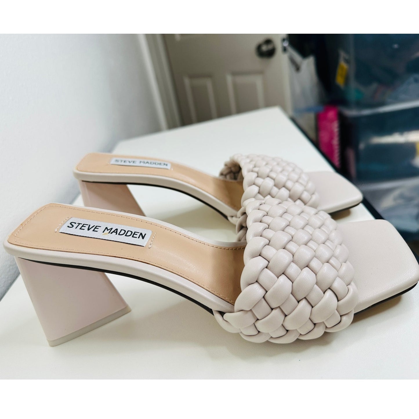 Steve Madden Bone Monte Carlo Braided Triangle Heel Sandal 6