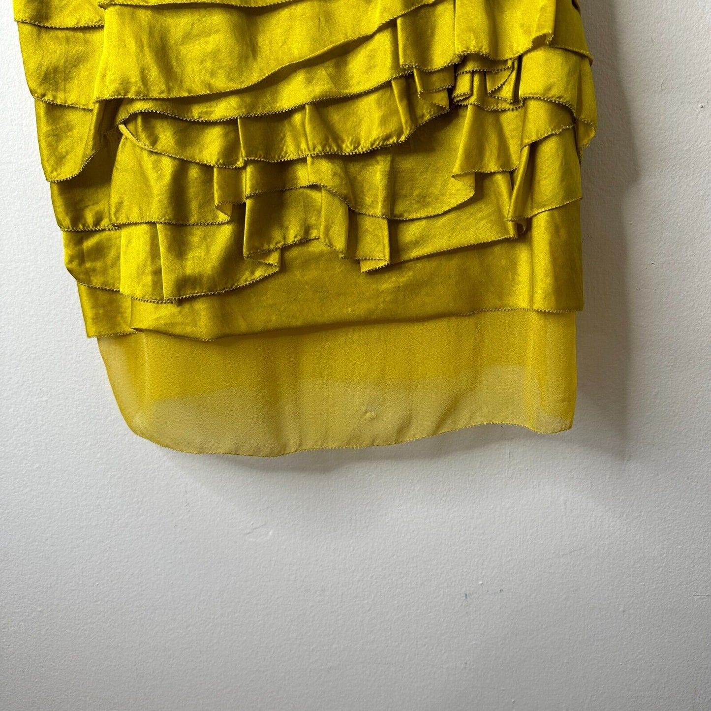 3.1 Phillip Lim Scoop Neck Chartreus Yellow Silk Blend Ruffled Tank Dress Mini 2