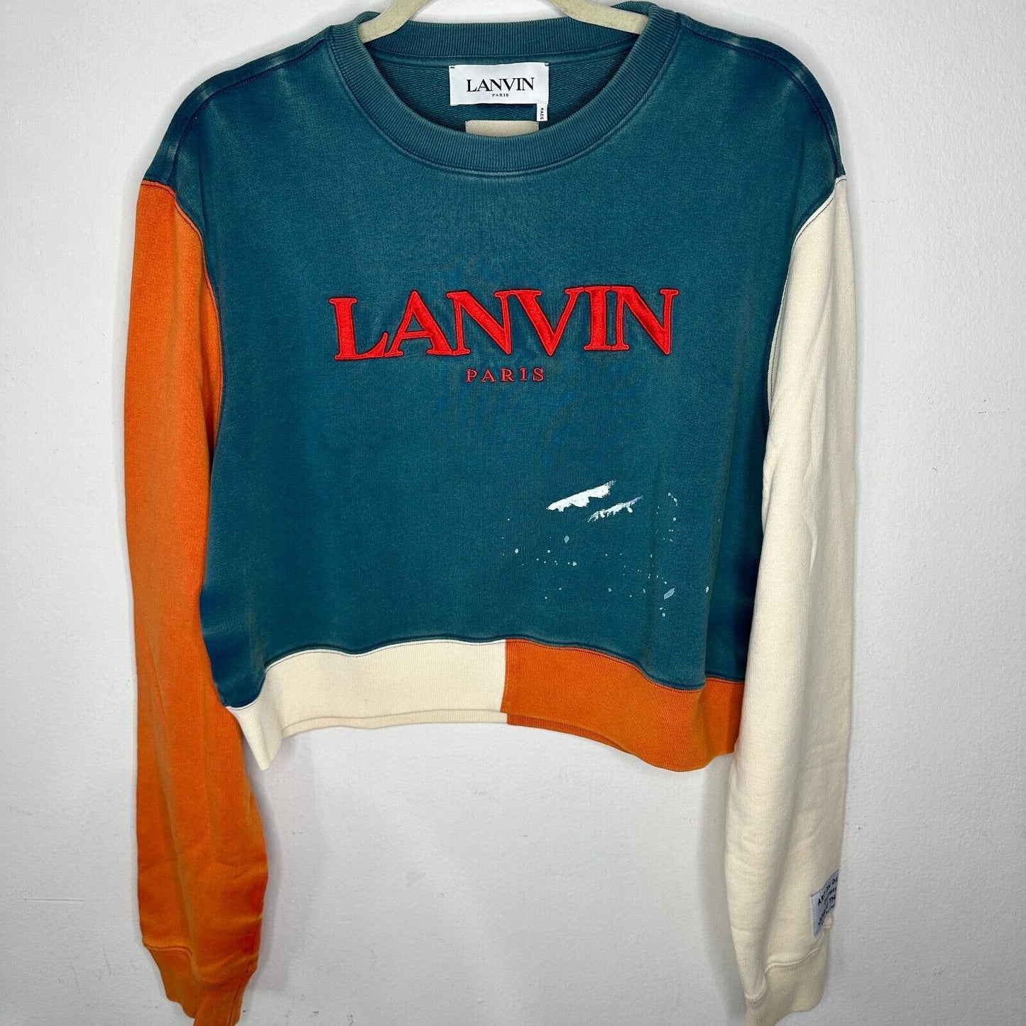 Gallery Dept. x Lanvin Orange Cream & Teal Long Sleeve Logo Art Sweatshirt S