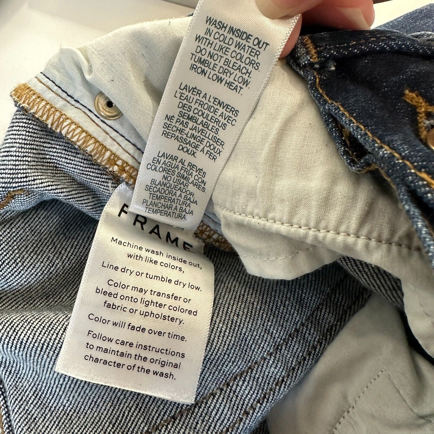 Frame Denim Le Boy Pondview Cropped Frayed Hem Straight Leg Jean Dark Wash 27