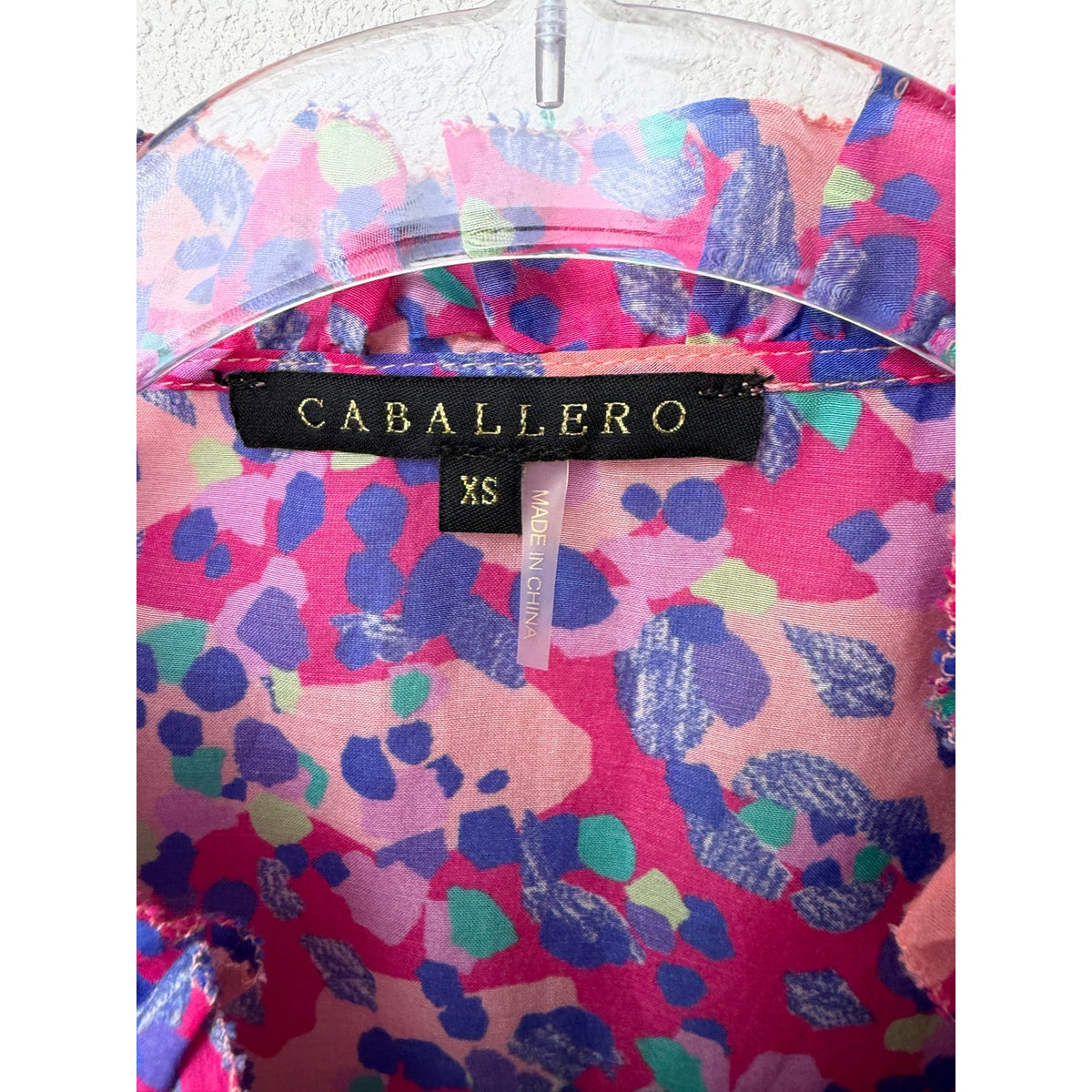 Caballero Evelyn Multi Dot Ruffle Top Women XS Pink