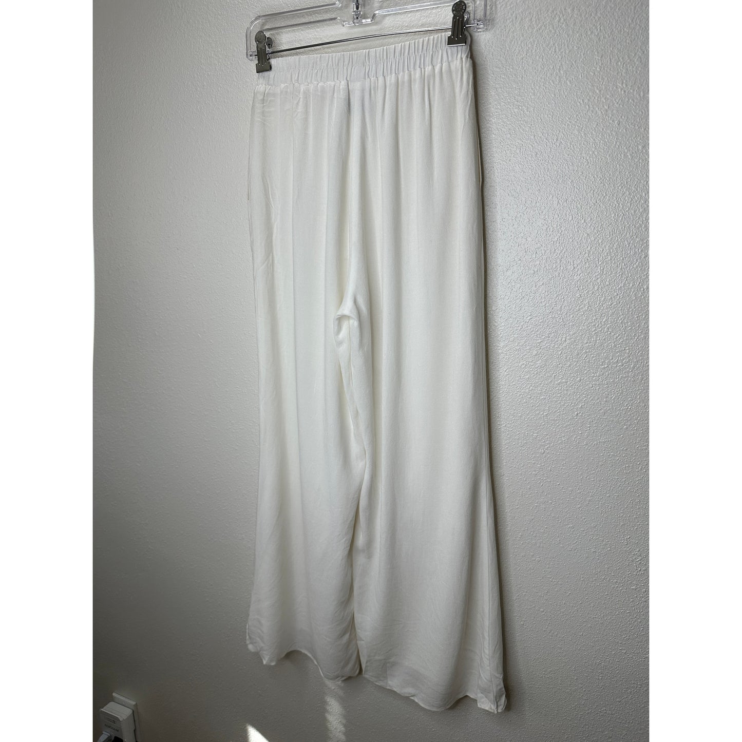 Acoa Off White Elastic Waist Pocketed Lined Flowy Pant XS