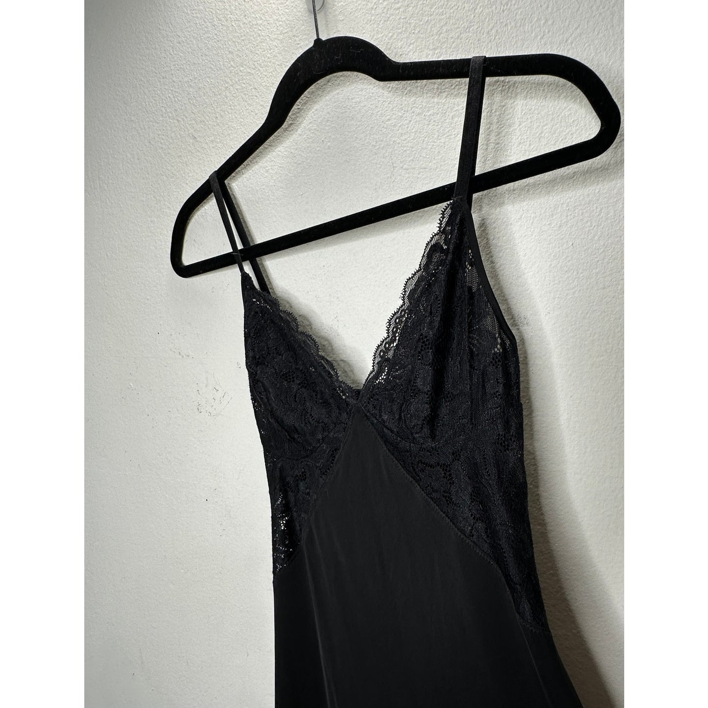 Guess Black Lace V-Neck Spaghetti Strap Slip Dress