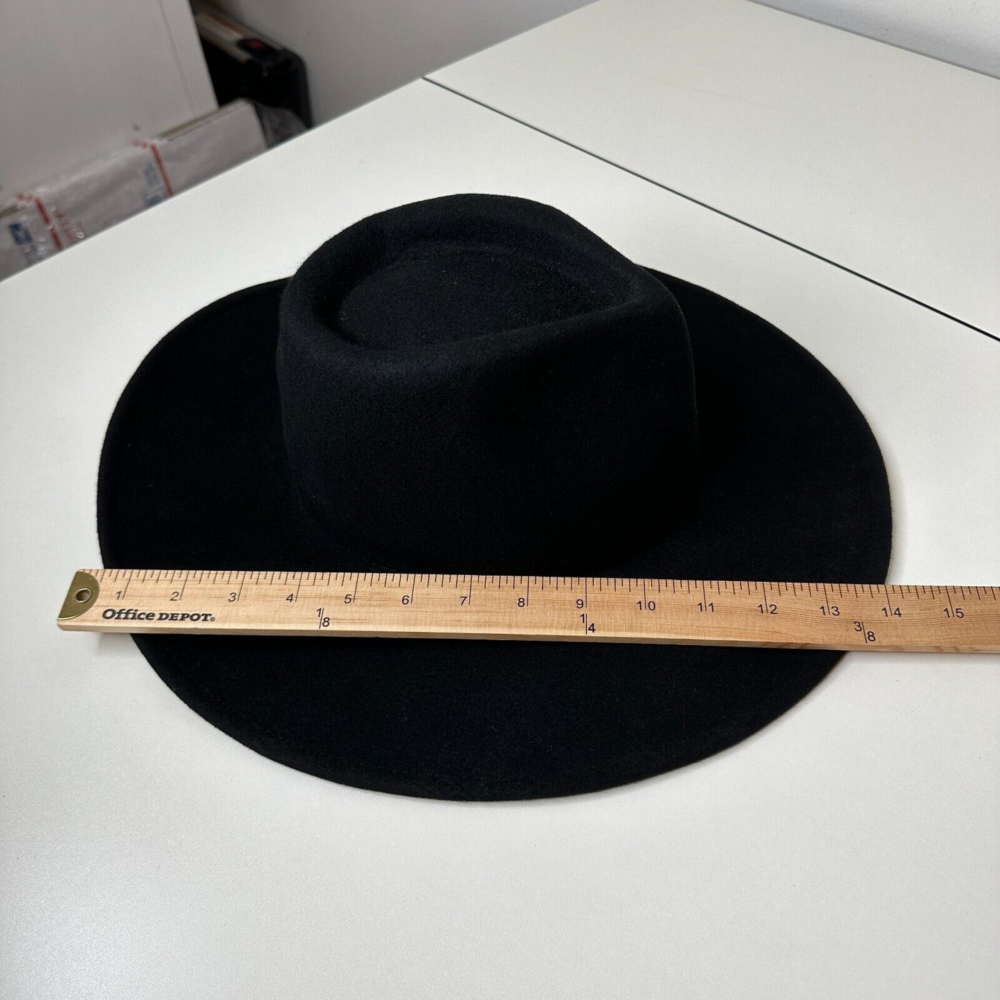 NWOT Sturdy Black Teardrop Round Wide Brim Wool Fedora Unisex