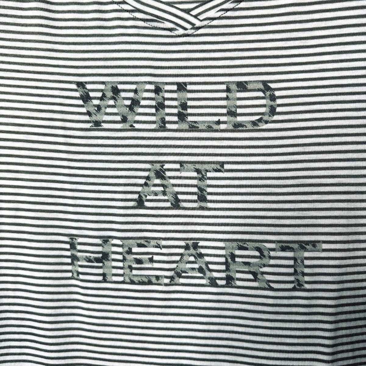 NWT Chico's Zenergy Wild At Heart Olive White Stripe V-Neck Tee  1