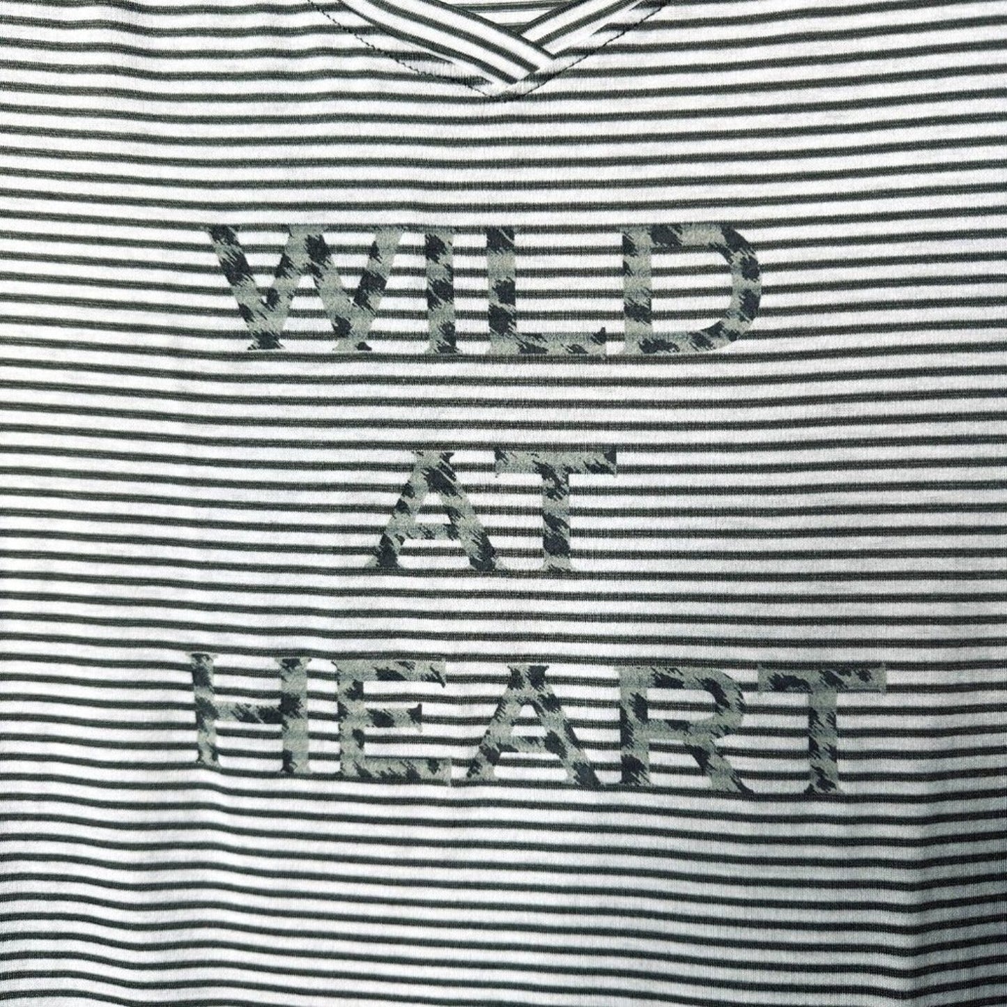 NWT Chico's Zenergy Wild At Heart Olive White Stripe V-Neck Tee  1