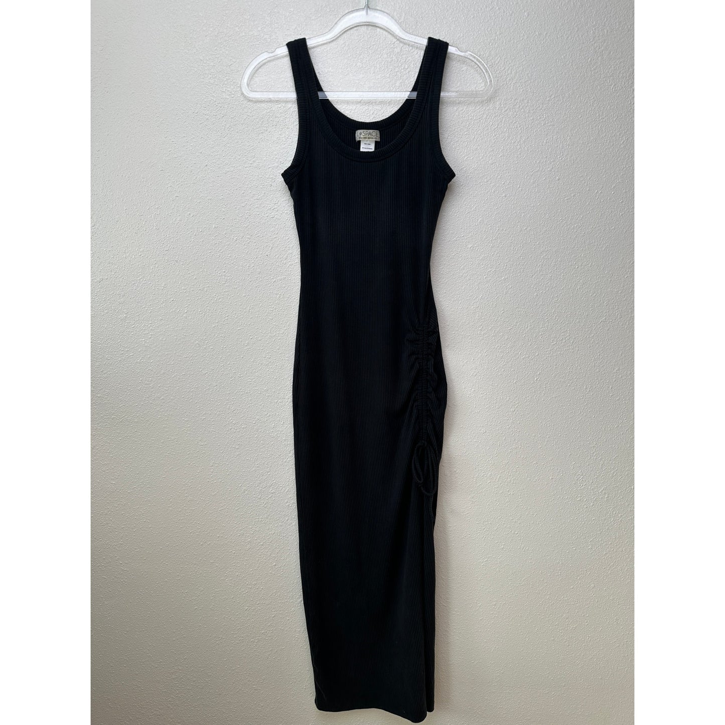 L Space Sandpiper Dress Black Women XS Ribbed Midi