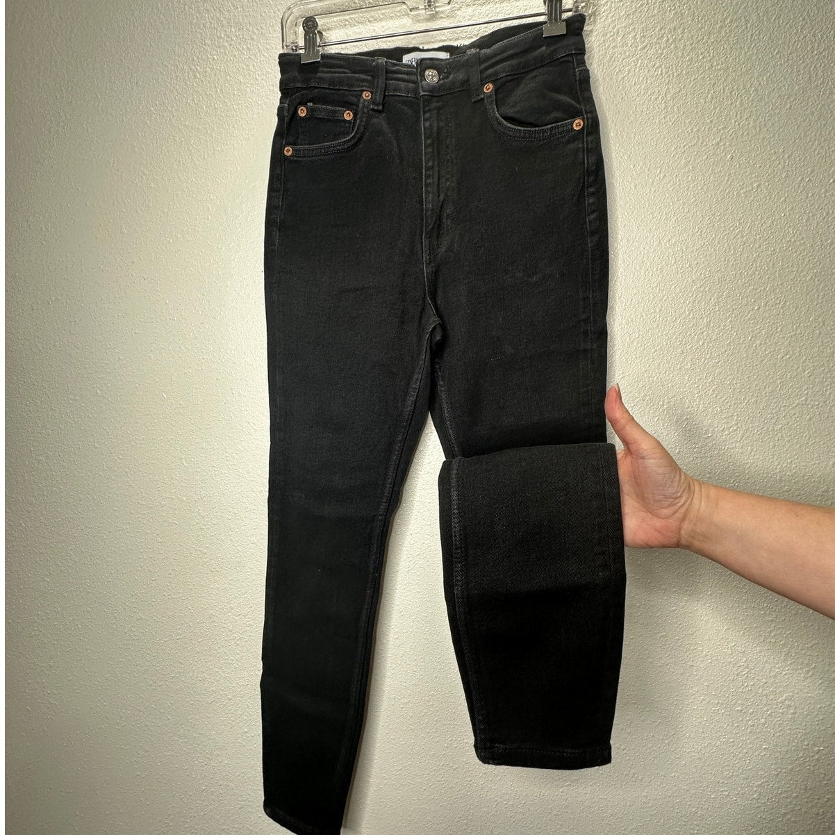 Zara Black High Waist Slim Fit 5 Pocket Jeans 6