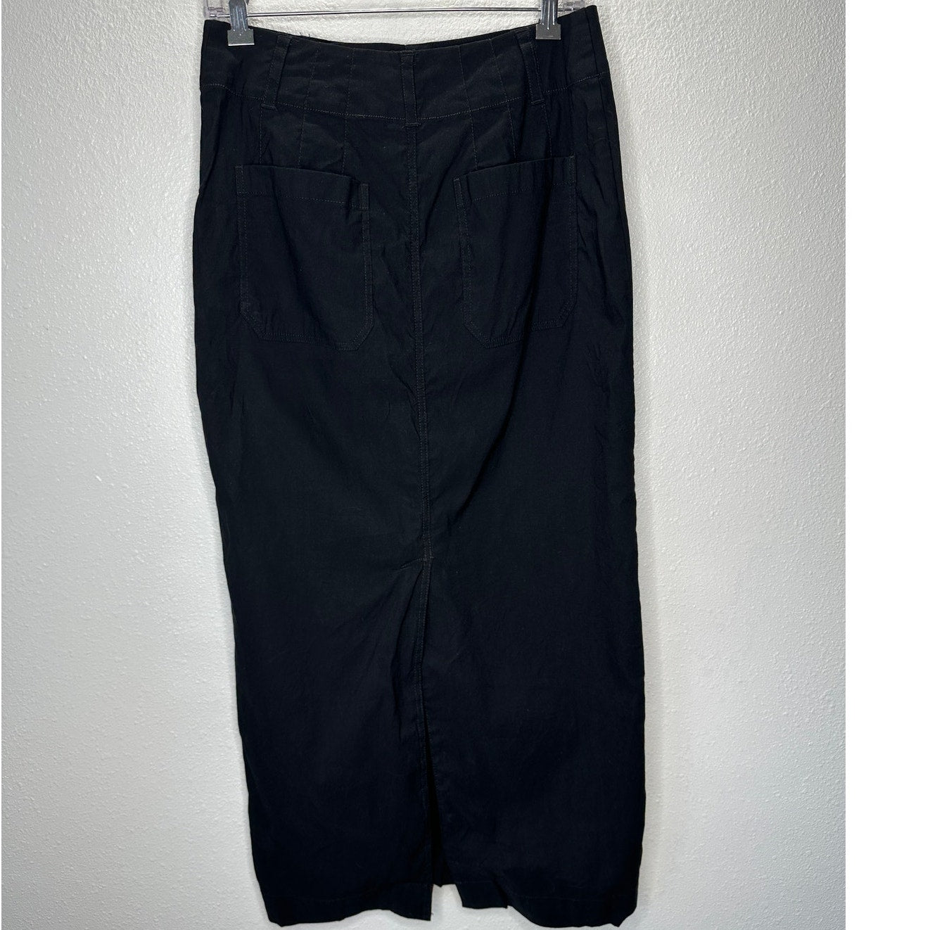 Maeve Black Colette Form Fitting High Rise Front Zip Maxi Skirt S