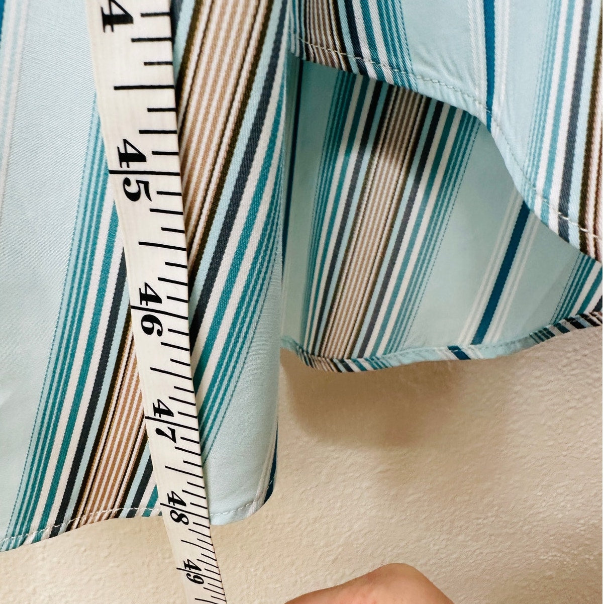 NWT Loro Piana Teal White Brown Stripe Front Button Tie Sash Wrap Dress XL