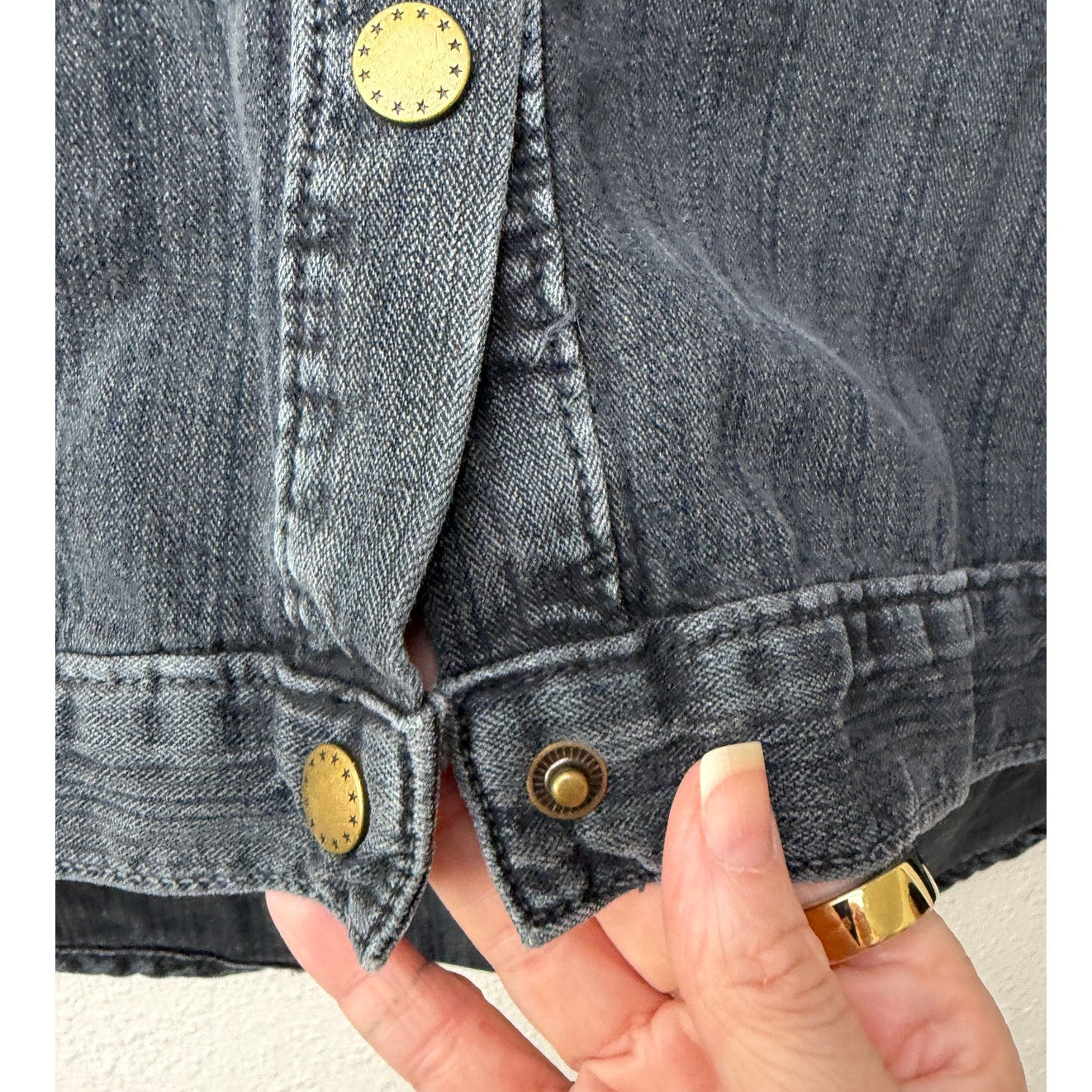 The Great Washed Black Denim Long Sleeve Shirt Size 0