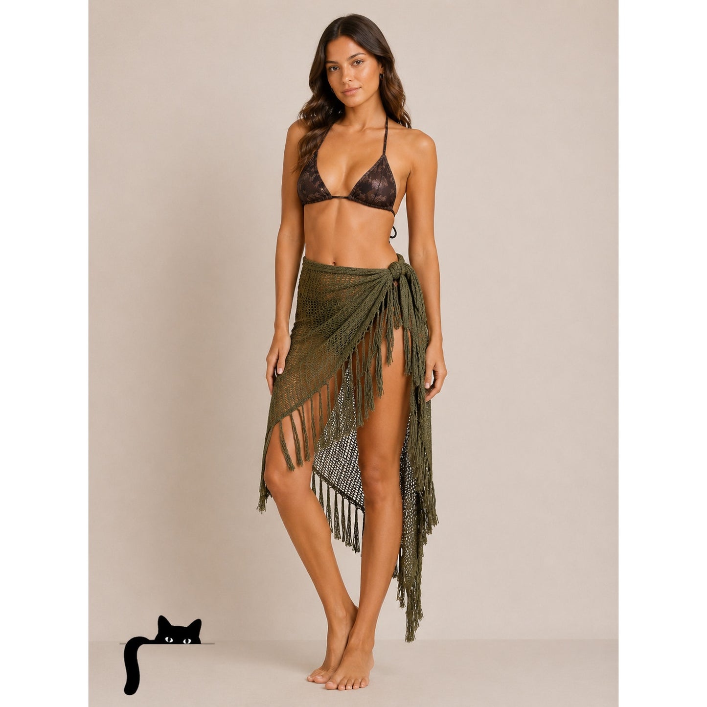 NWT Thrifts & Threads Olive Ahau Sarong Wrap Handmade 100% Organic Cotton OS