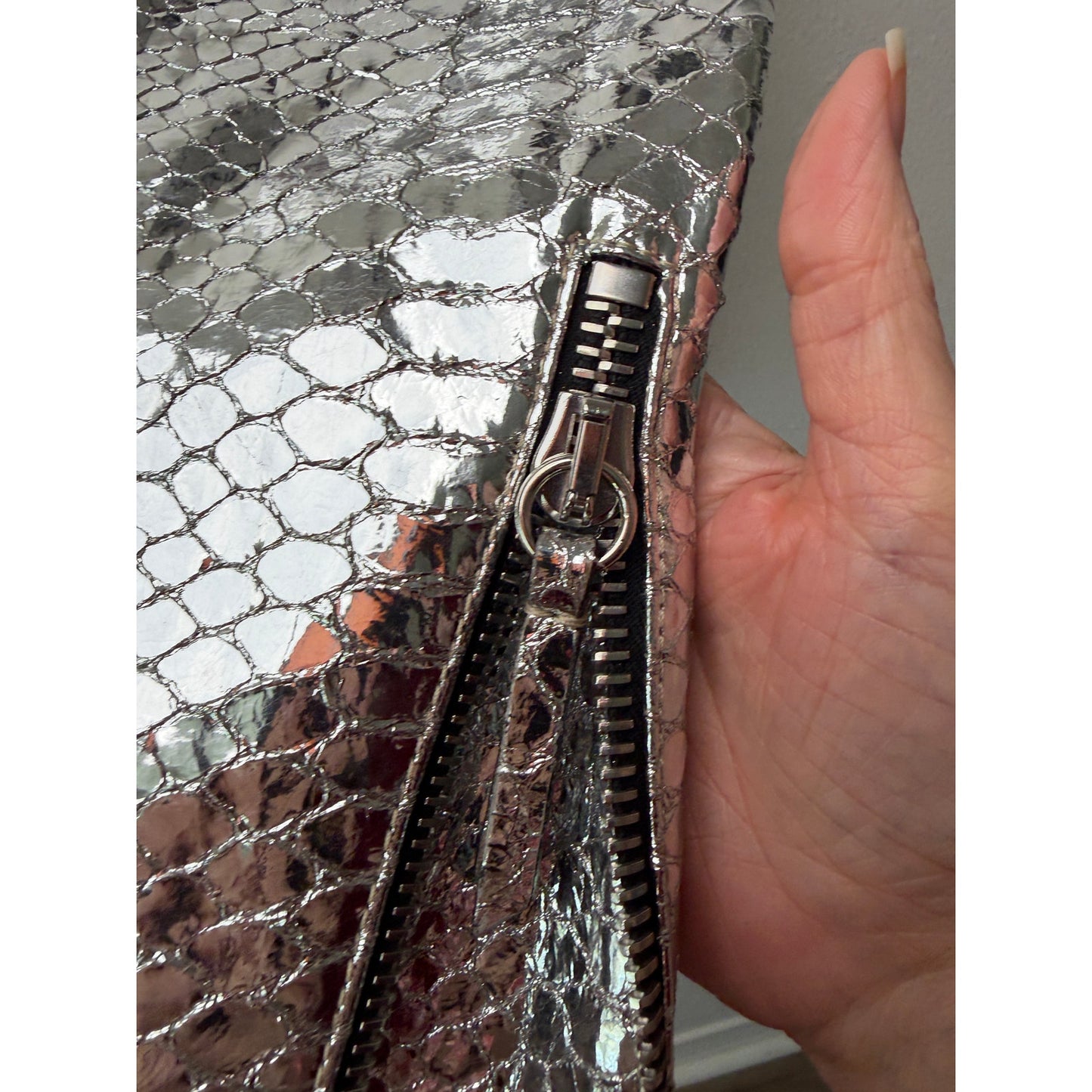Giuseppe Zanotti Silver Python Moto Jacket Women's L