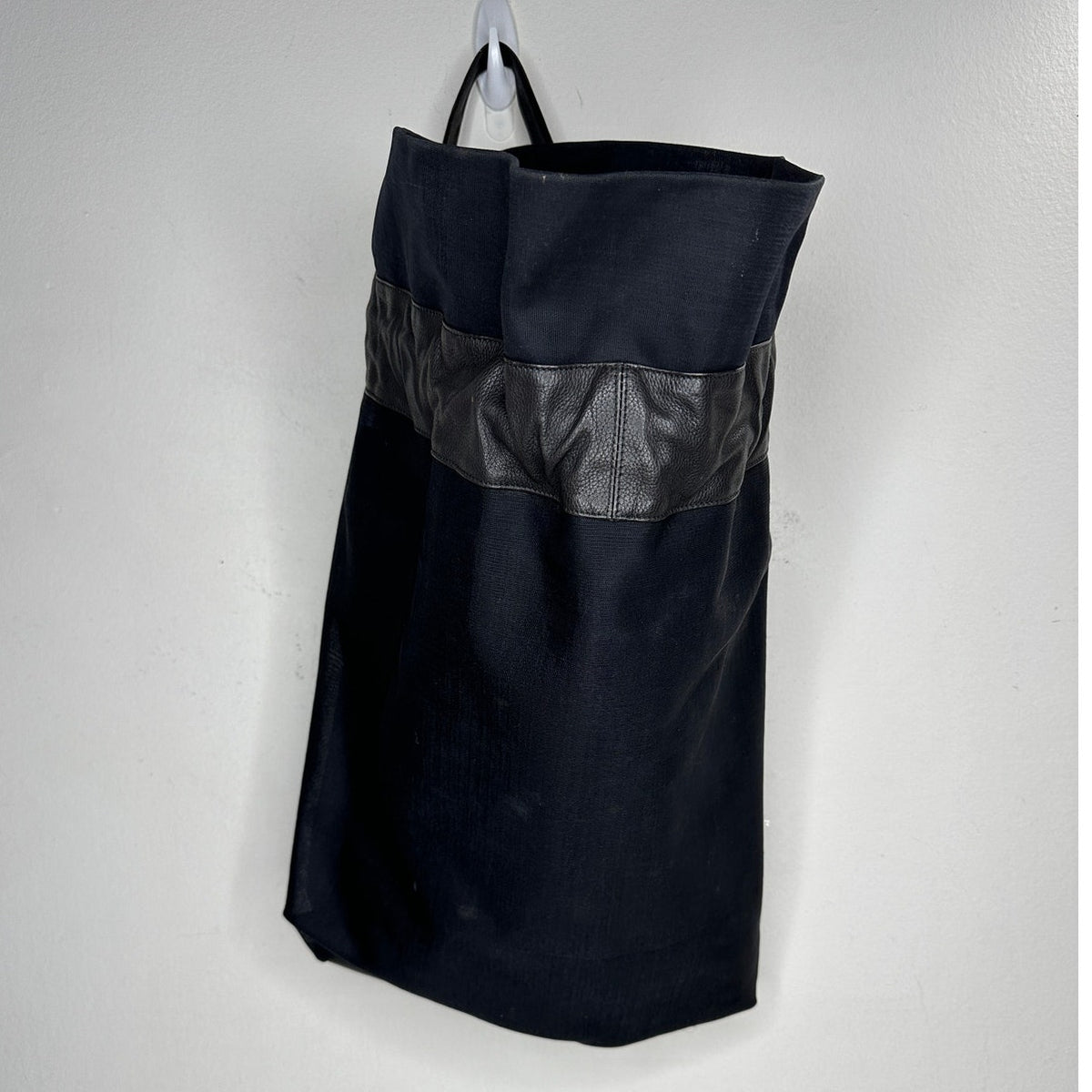 Large Black Canvas & Patent Leather Tote Bag Backpack