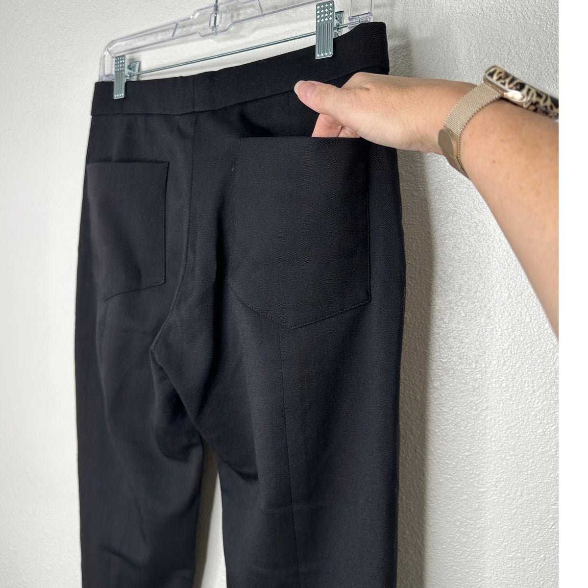 Chloe Black Wool Dress Slacks Slash Pockets Front Zip Trouser Pant 36 / 4