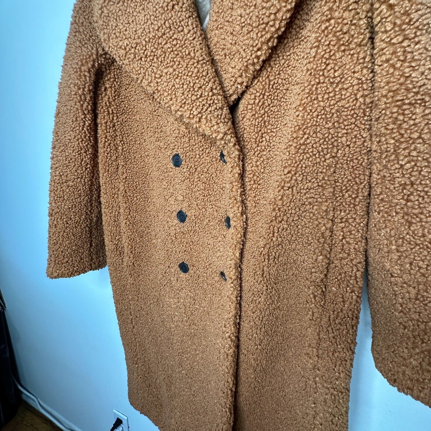 J. Crew Double Breasted Camel Adobe Clay Collared Teddy Sherpa Long Topcoat S