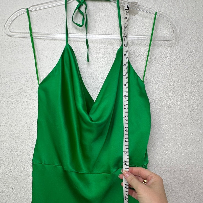 NWT Nicholas Lucinda Green Silk Halter Slip Maxi Dress Women’s US 6