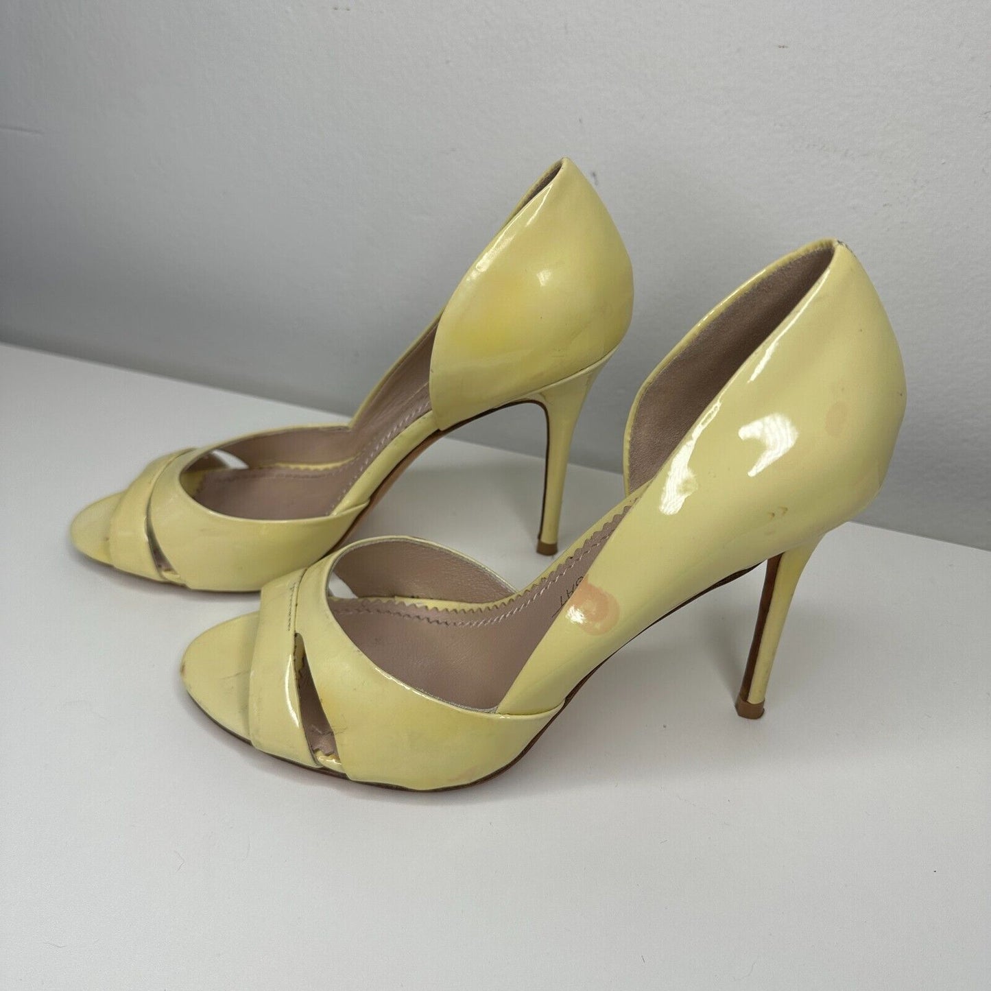Jean-Michel Cazabat Yellow Olina Open-Toe D'Orsay Leather Stiletto Heel 38 7.5