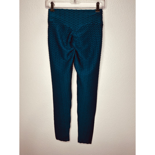 Dark Blue Embossed Scrunch Butt Yoga Pant Medium