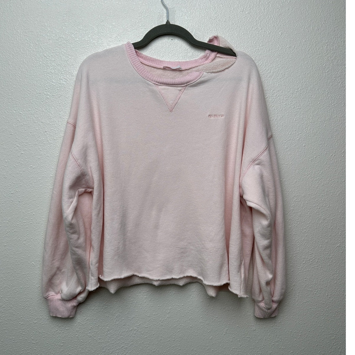 Sablyn Cropped Sweatshirt Light Pink Women’s US M Raw Hem