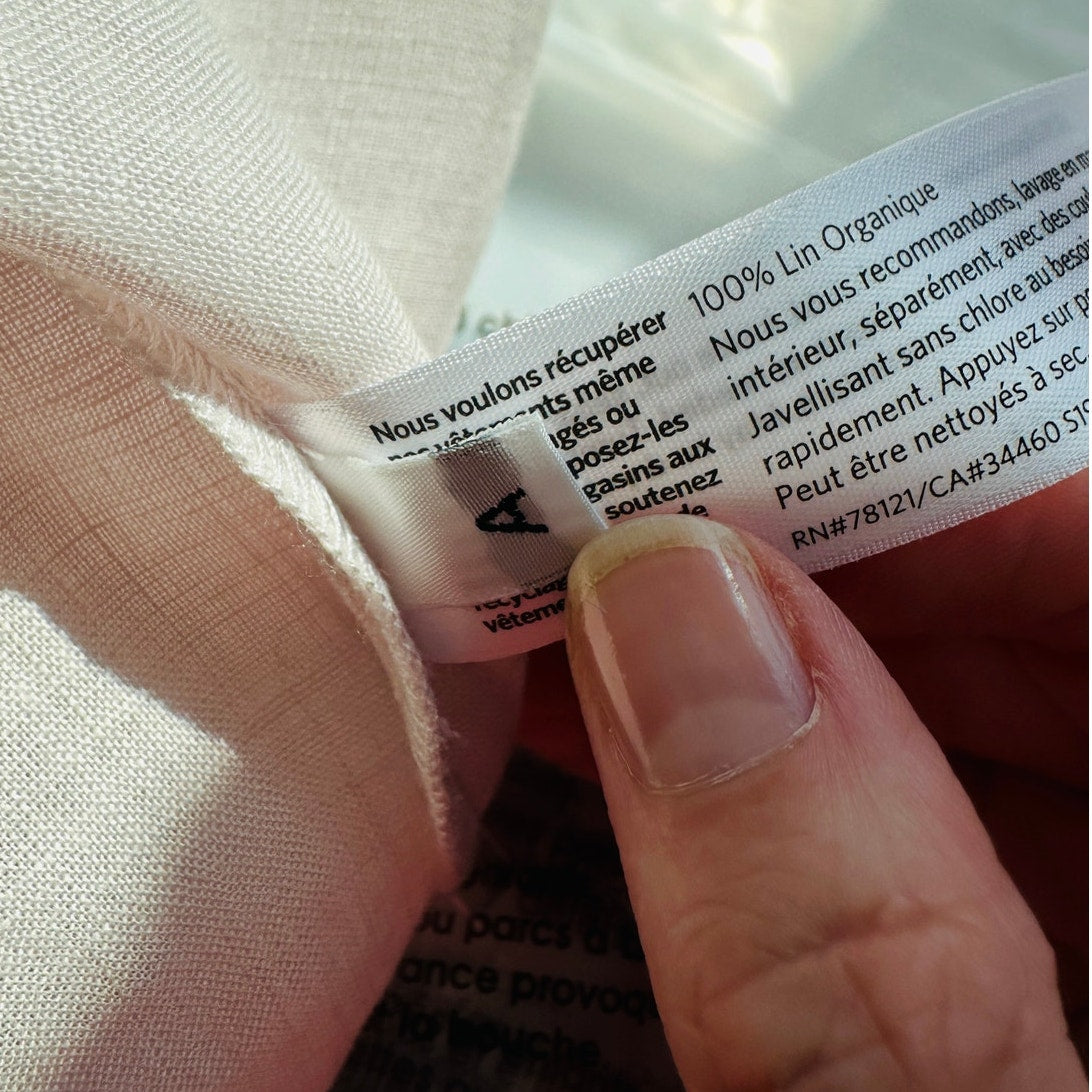 Eileen Fisher Pale Pink Organic Handkerchief Linen Mandarin Collar Shirt L