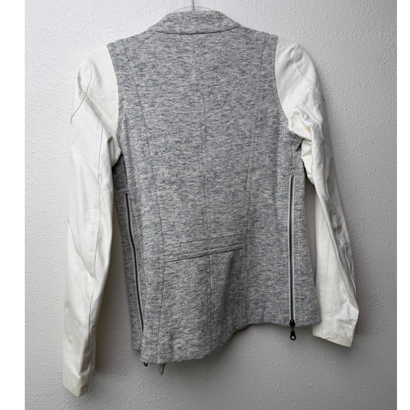 Truth and Pride Ivory Leather Heathered Zip Jacket Womens XS