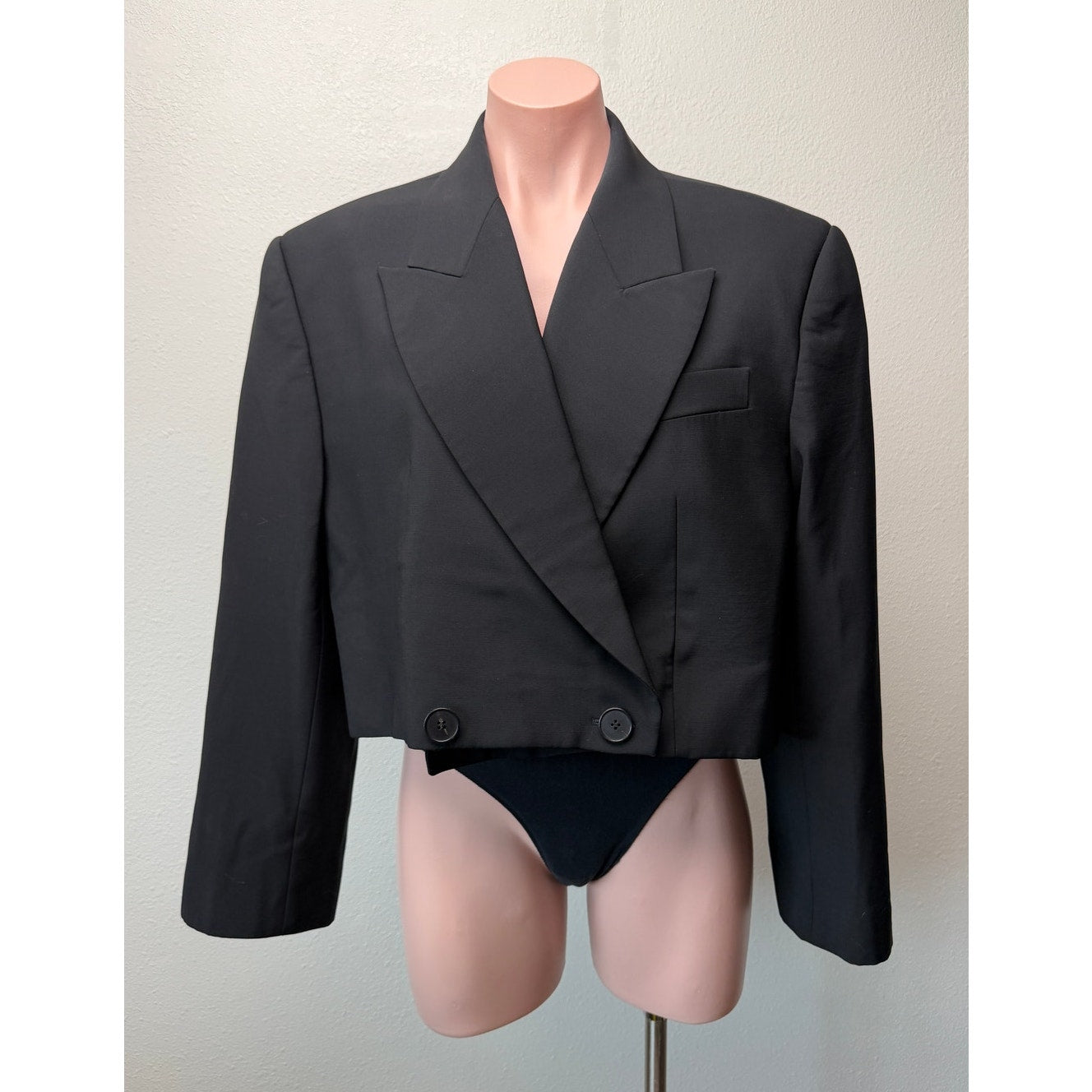 Alexander McQueen Black Cropped Wool Blazer Women's US 12