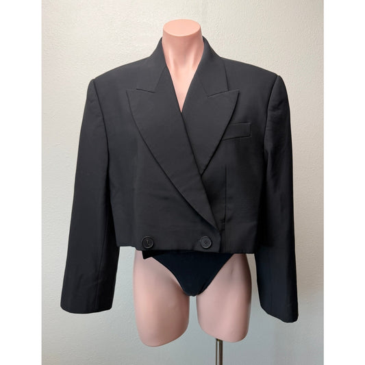 Alexander McQueen Black Cropped Wool Blazer Women's US 12
