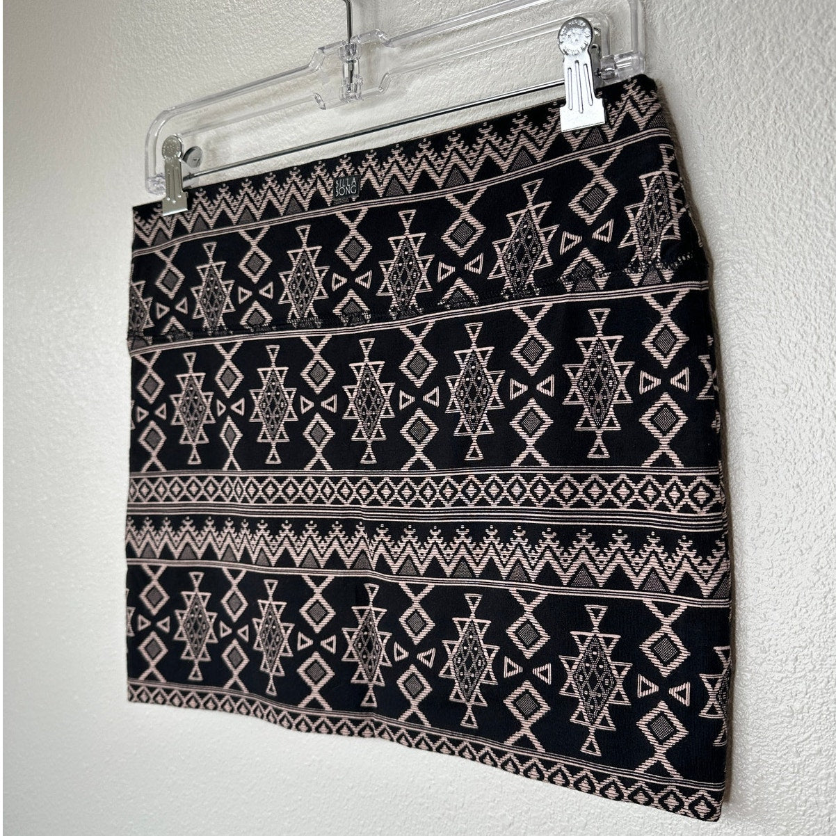 Billabong Tan & Black Aztec Print Stretch Mini Skirt Medium