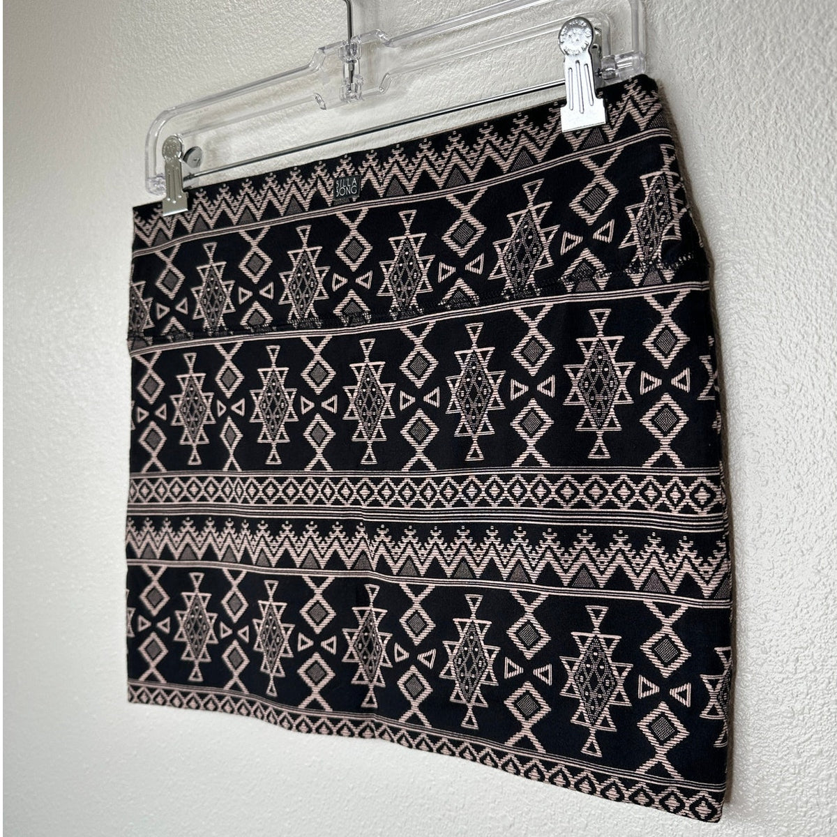 Billabong Tan & Black Aztec Print Stretch Mini Skirt Medium