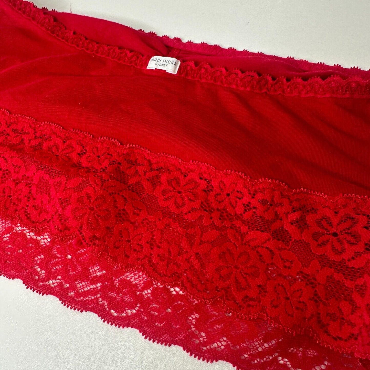 Gilly Hicks Bright Red Lace Design Stretch Relaxed Bandeau Top Large