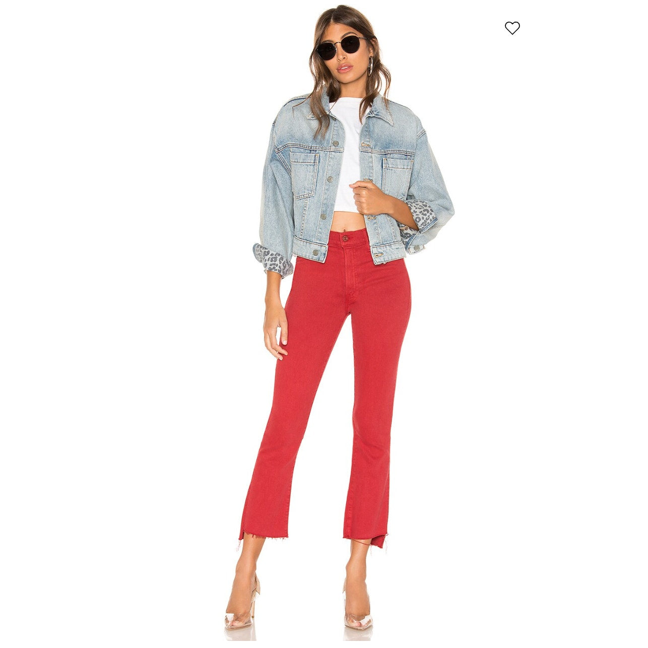 Mother Hotrod Red Insider Crop Step Fray Second Chance Jeans 26
