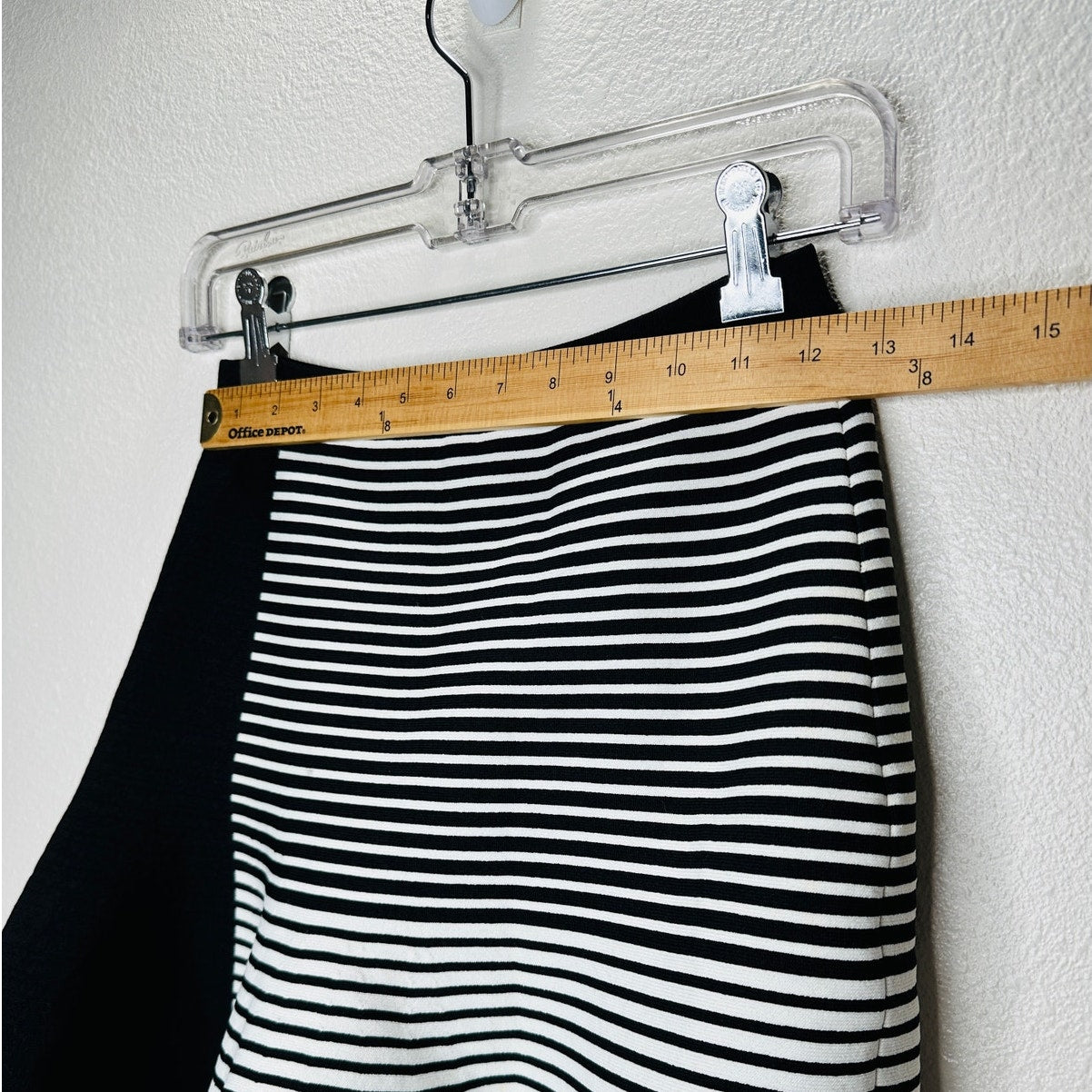 Ohne Titel Black & White Stripe High Rise Bodycon Flare Mini Skirt S