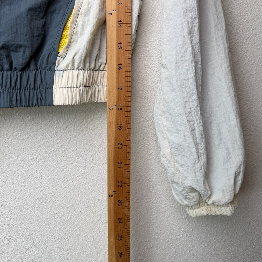 Fabletics Alayia Color Block Windbreaker Jacket Gray White Yellow Size S