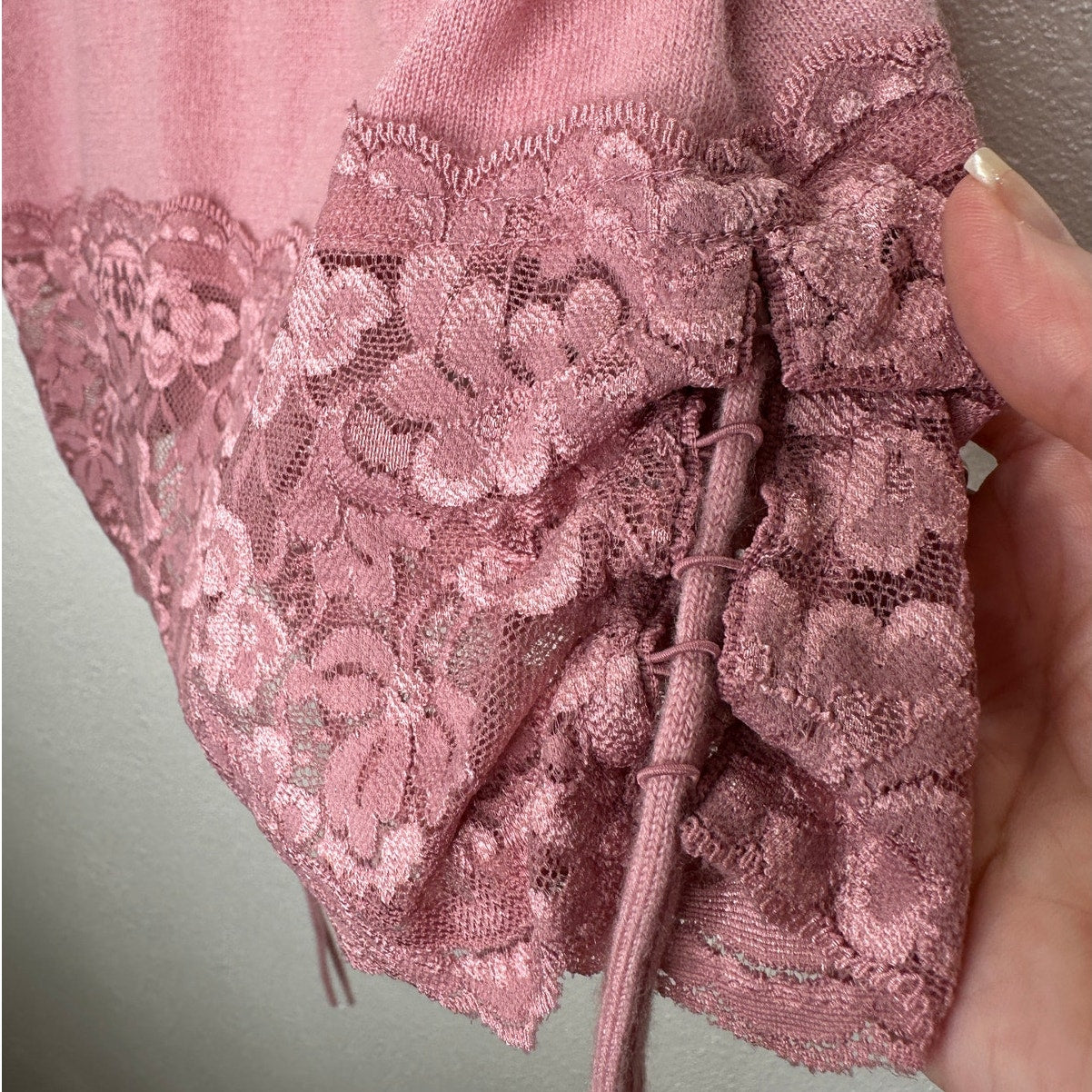 Whim Rose Pink Lace Knit Cashmere Blend Cami Top S