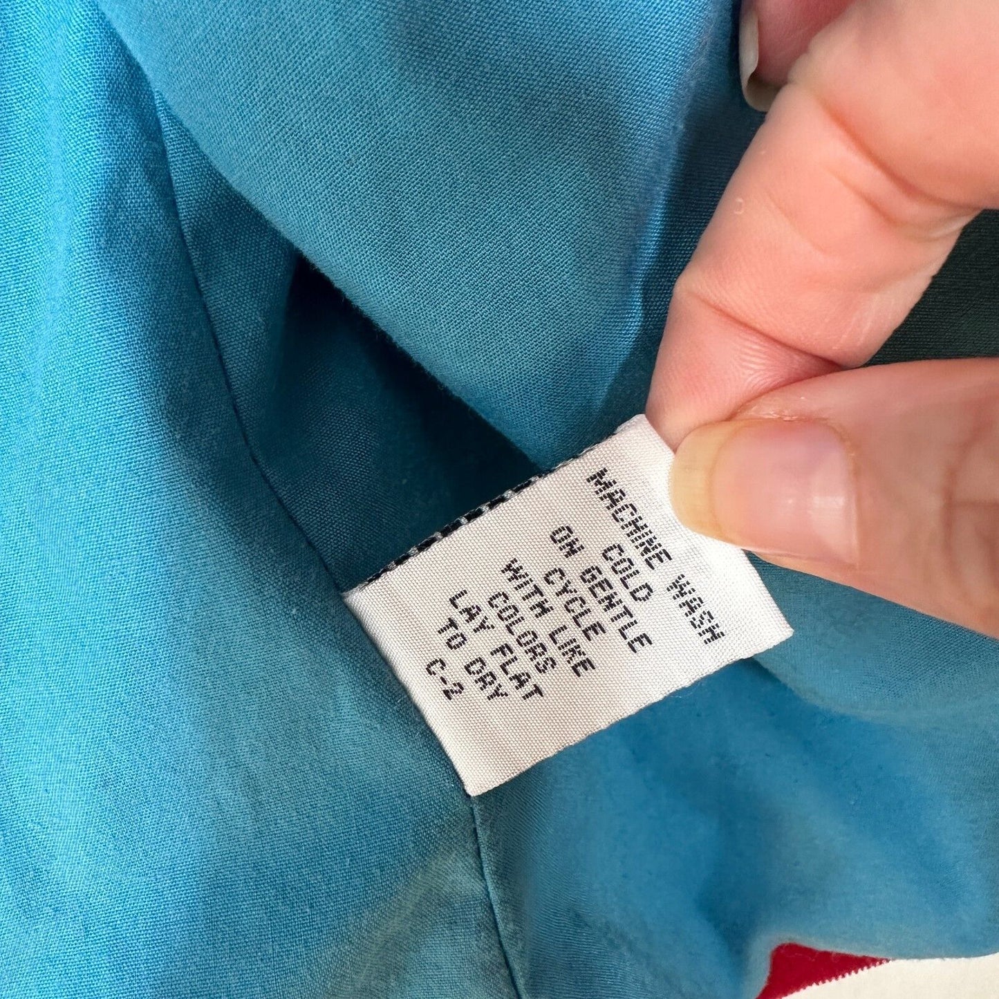 Tulle Red Corduroy Turquoise Lined Foldover Collar Jacket 3/4 Sleeves S