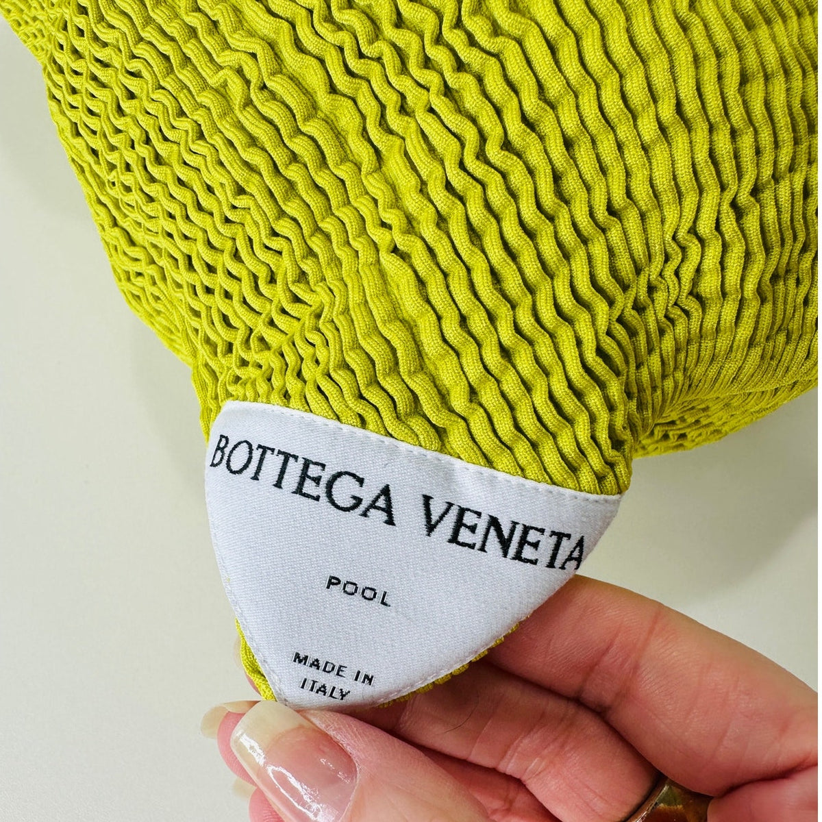 Bottega Veneta Chartreuse Seersucker Halterneck Bikini Set W/ Bag 42 / 6