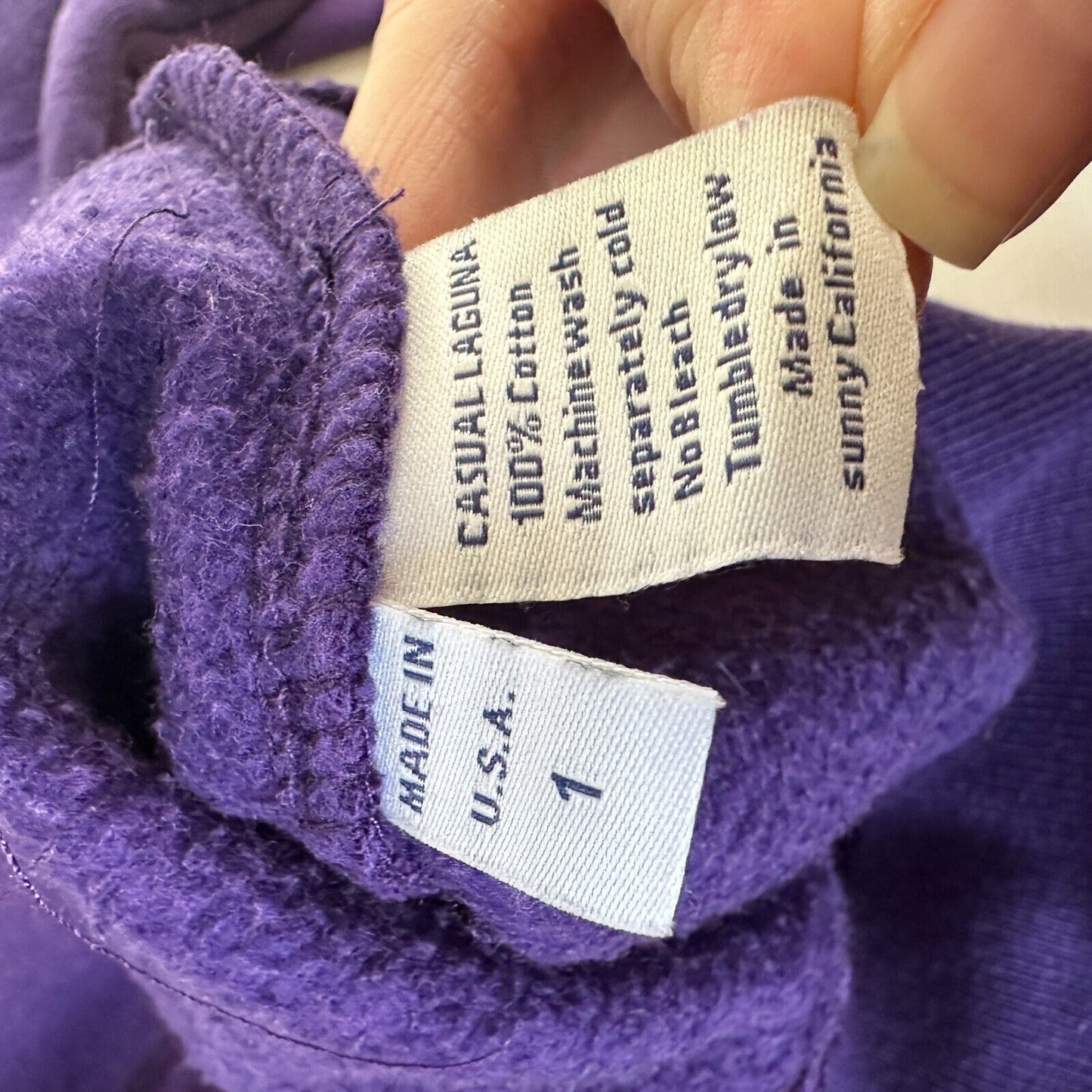 EB Denim Rich Purple Color Block Long Sleeve Crew Sweater Banded Wrist & Hem 1