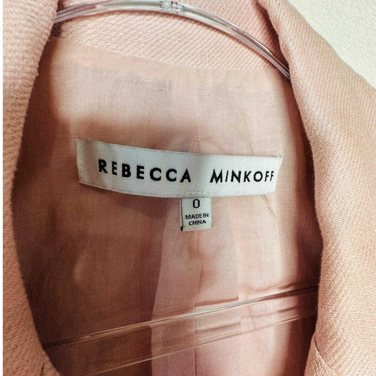 Rebecca Minkoff Pink Linen Blend Blazer Jacket Size 0 Double Button Chic