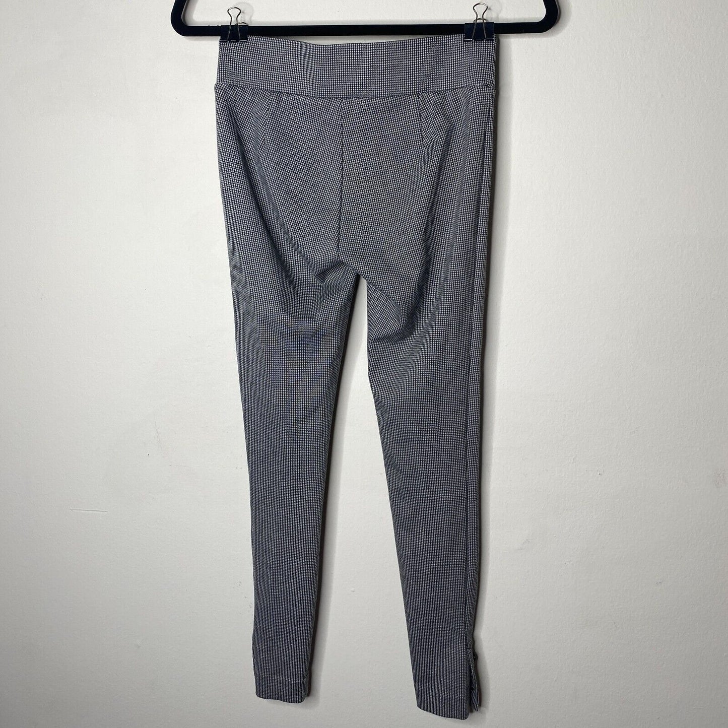Loft Black White Gray Houndstooth Ankle Button Skinny Stretch Pant Jeggings XXS
