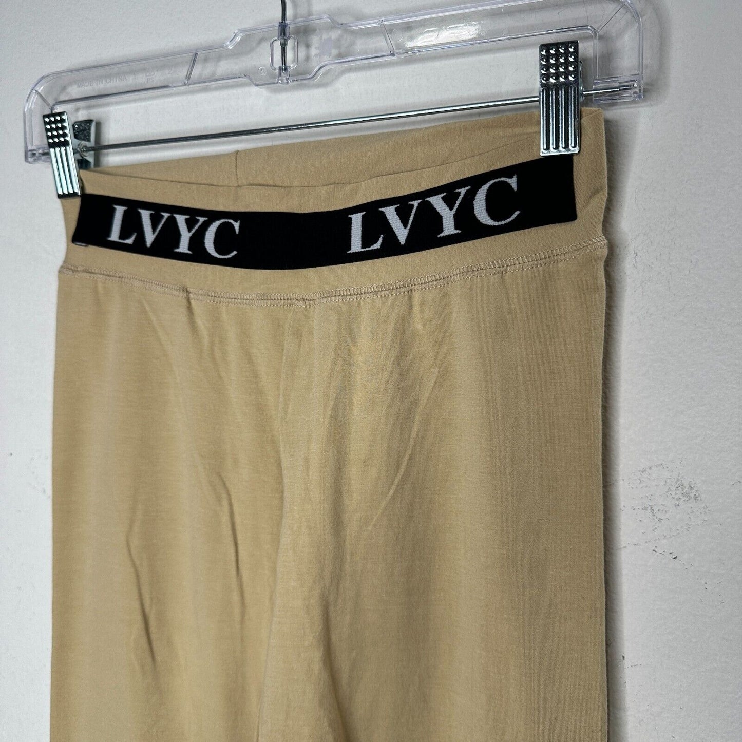 LVYC Les Vertes Yacht Club Tan Leggings Black LVYC logo Waist Medium