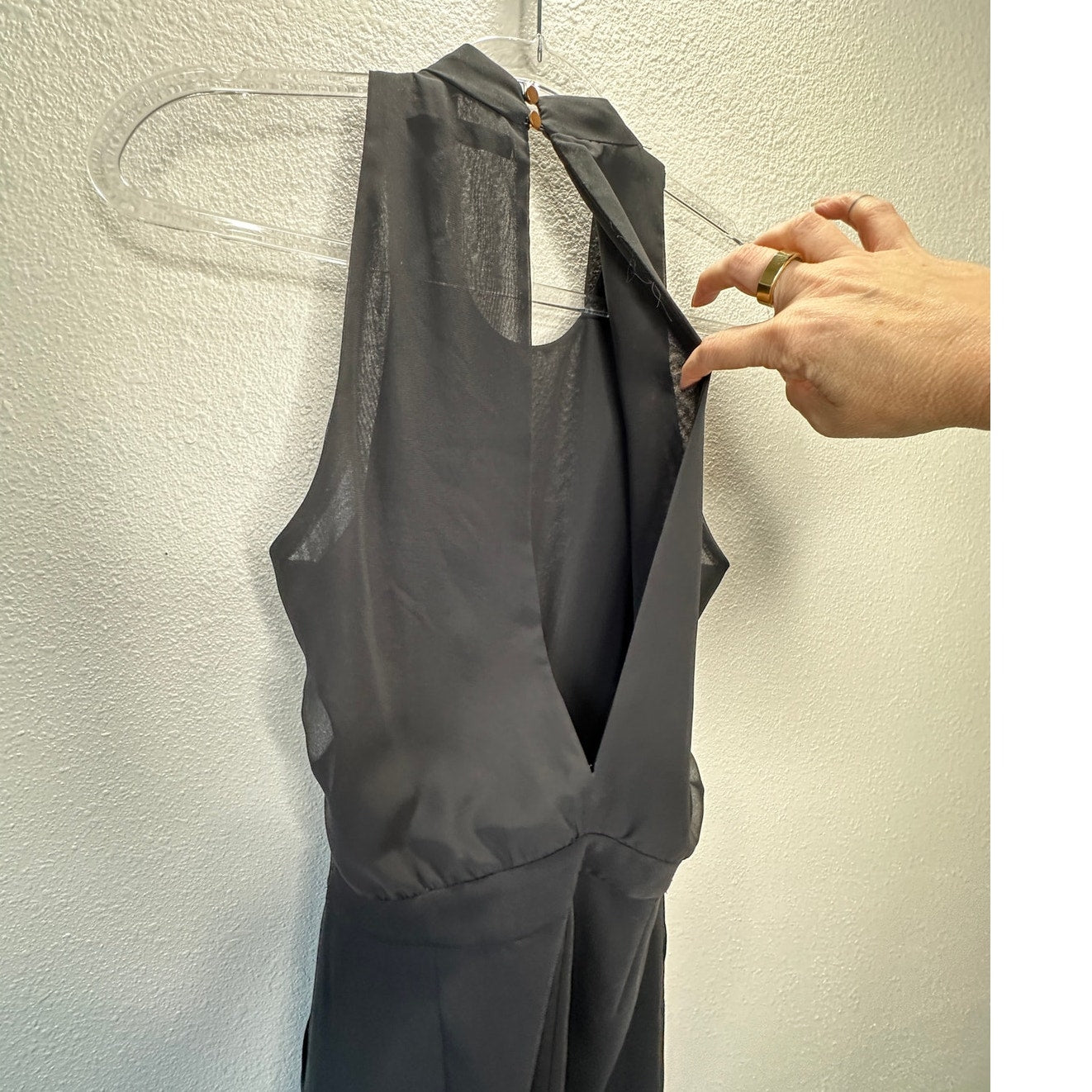 Zara Basic Black Sheer Mesh High Neck Sleeveless Keyhole Back Romper S