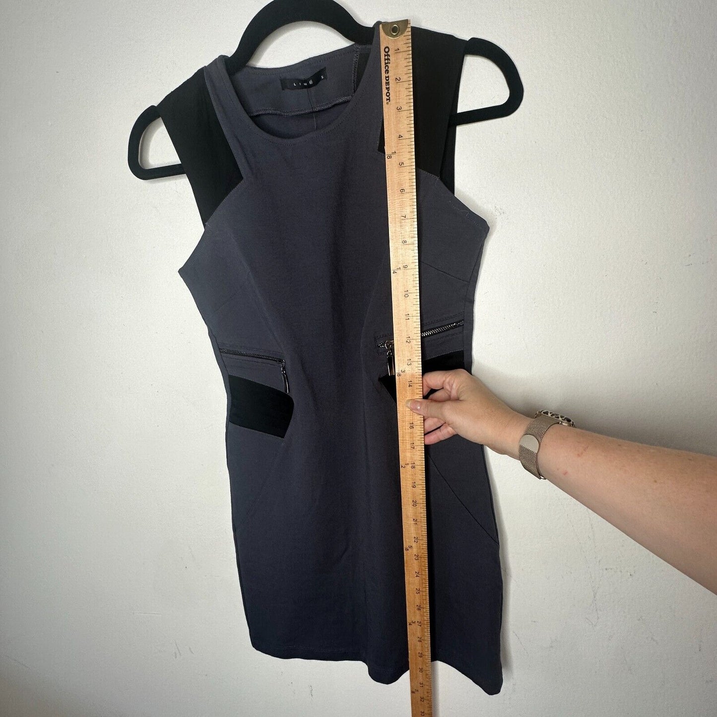 NWT Lime Black Blue Sleeveless Thick Bodycon Mini Dress Colorblock Zipper Small