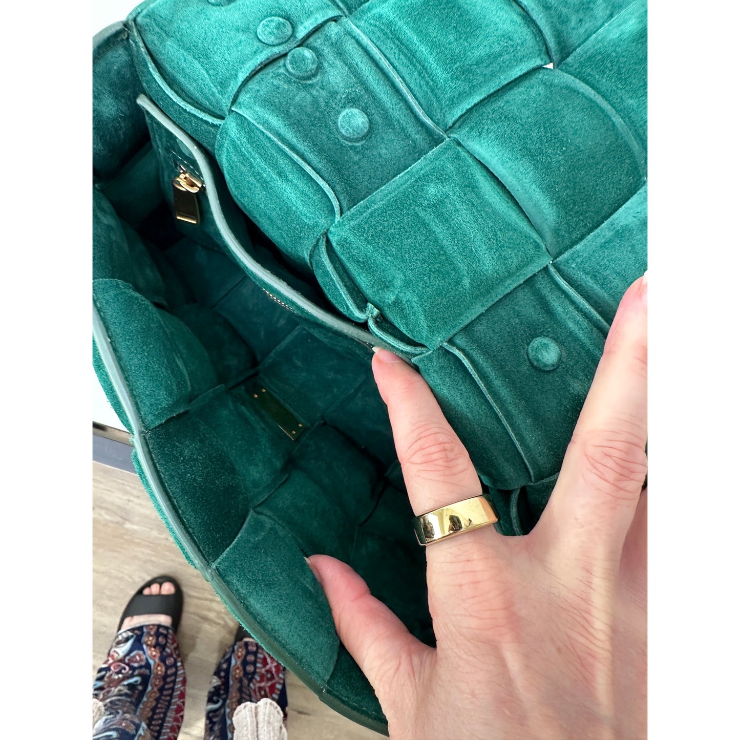 Bottega Veneta Padded Chain Cassette Bag – Green with Gold-Tone Chain