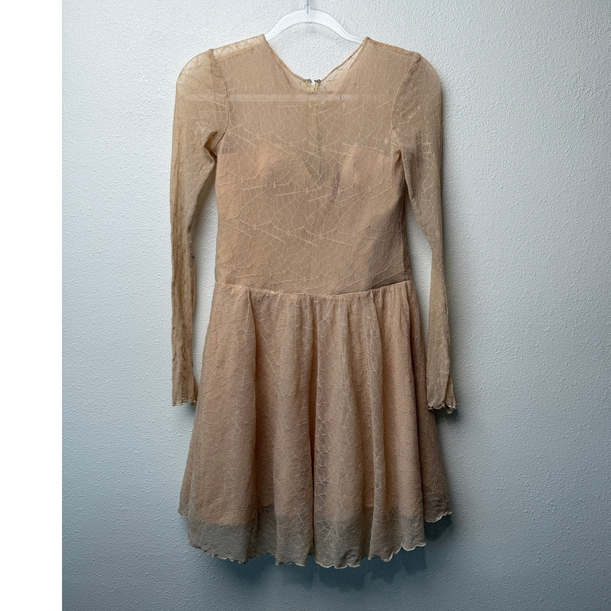 Ninivah Khomo Tan Lace Long Sleeve Mini Dress US XS/S