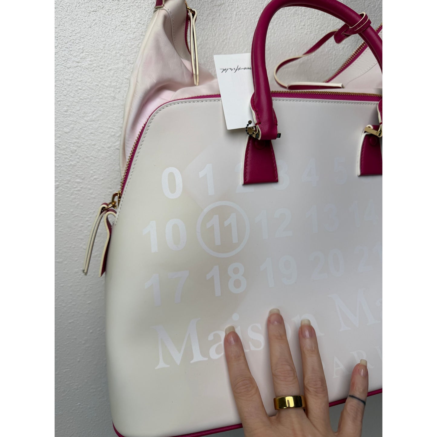 NWT Maison Margiela 5AC Large Bi-Color White Pink UVA Leather Bag