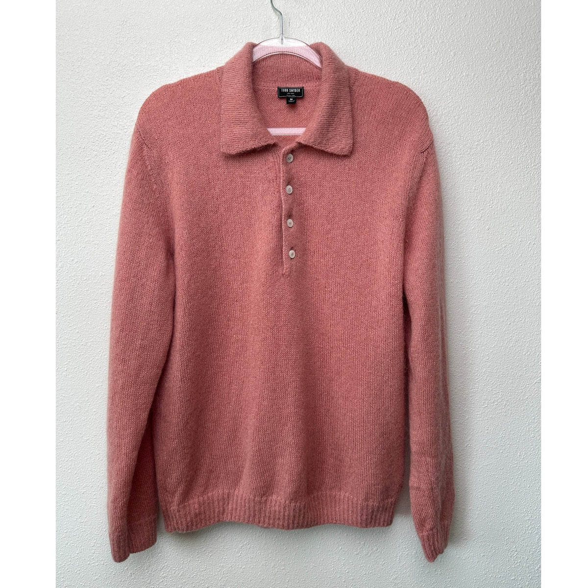 Todd Snyder Mohair Sweater Polo Mens Medium Mauve Pink