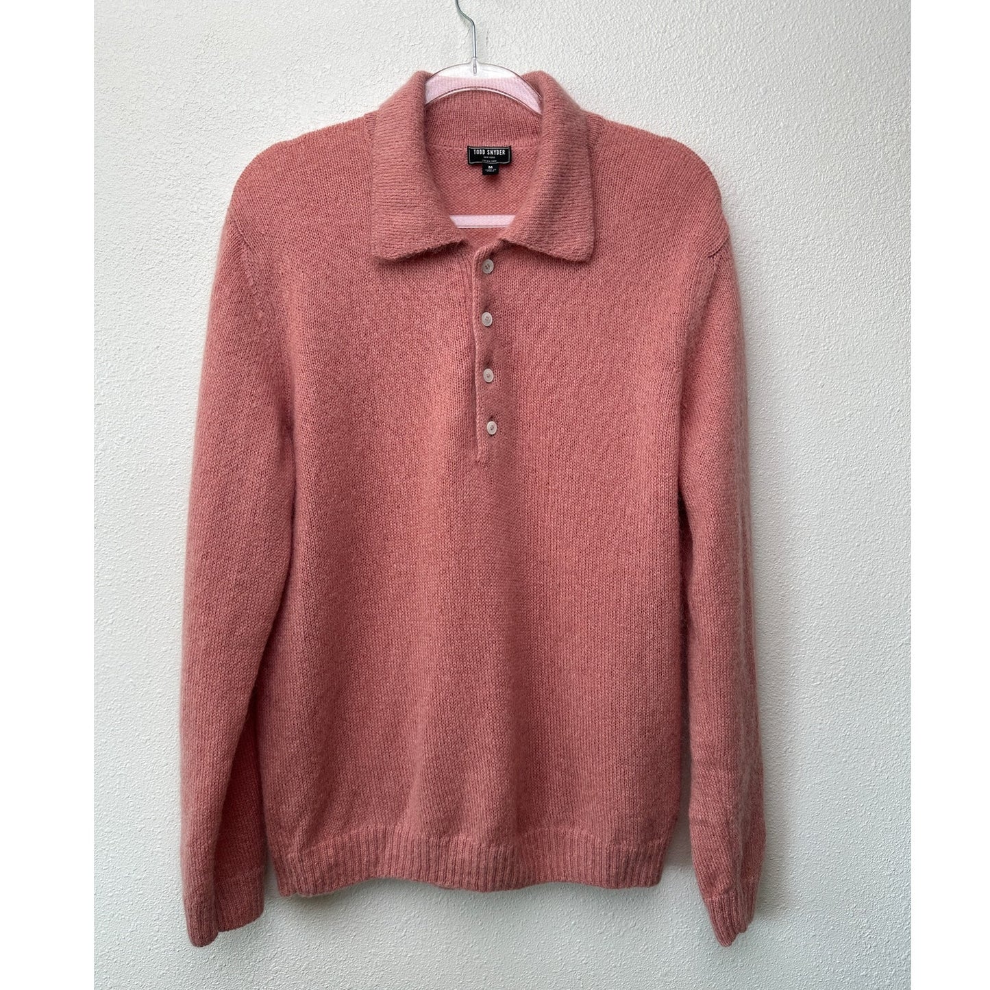 Todd Snyder Mohair Sweater Polo Mens Medium Mauve Pink
